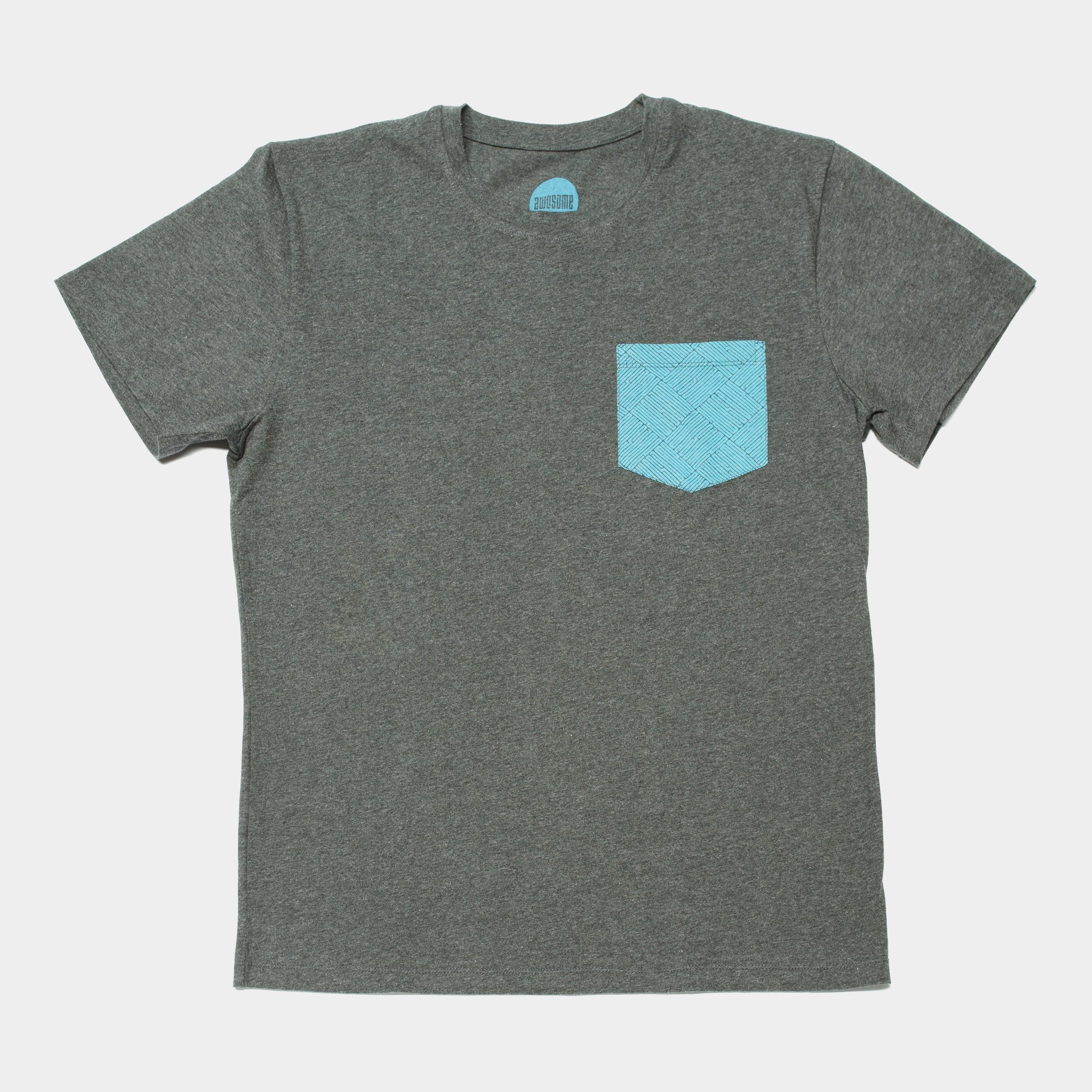 Awesome T-shirt Pattern Pocket - Asphalt / Cyan